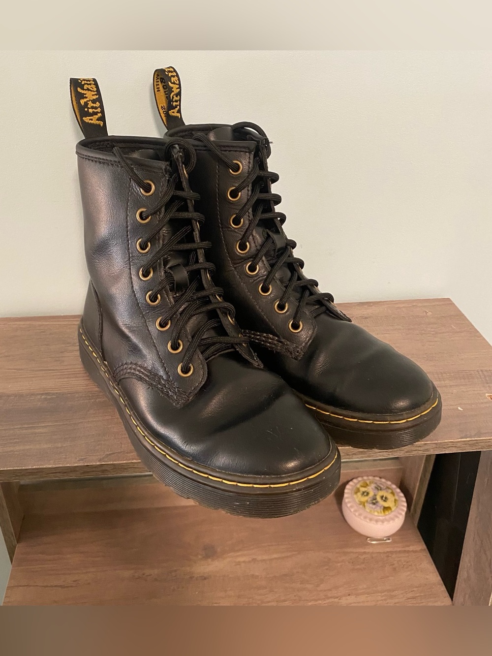 Dr. Martens Zavala Boots Mens 6 Womens 7 Black Leather Combat Boots Goth Grunge